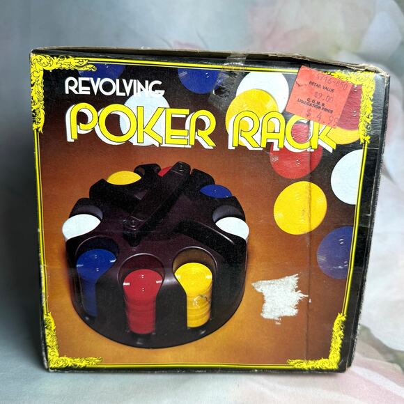 Vintage 70s Revolving Poker Rack With 200 Interlocking Chips - Picture 6 of 6